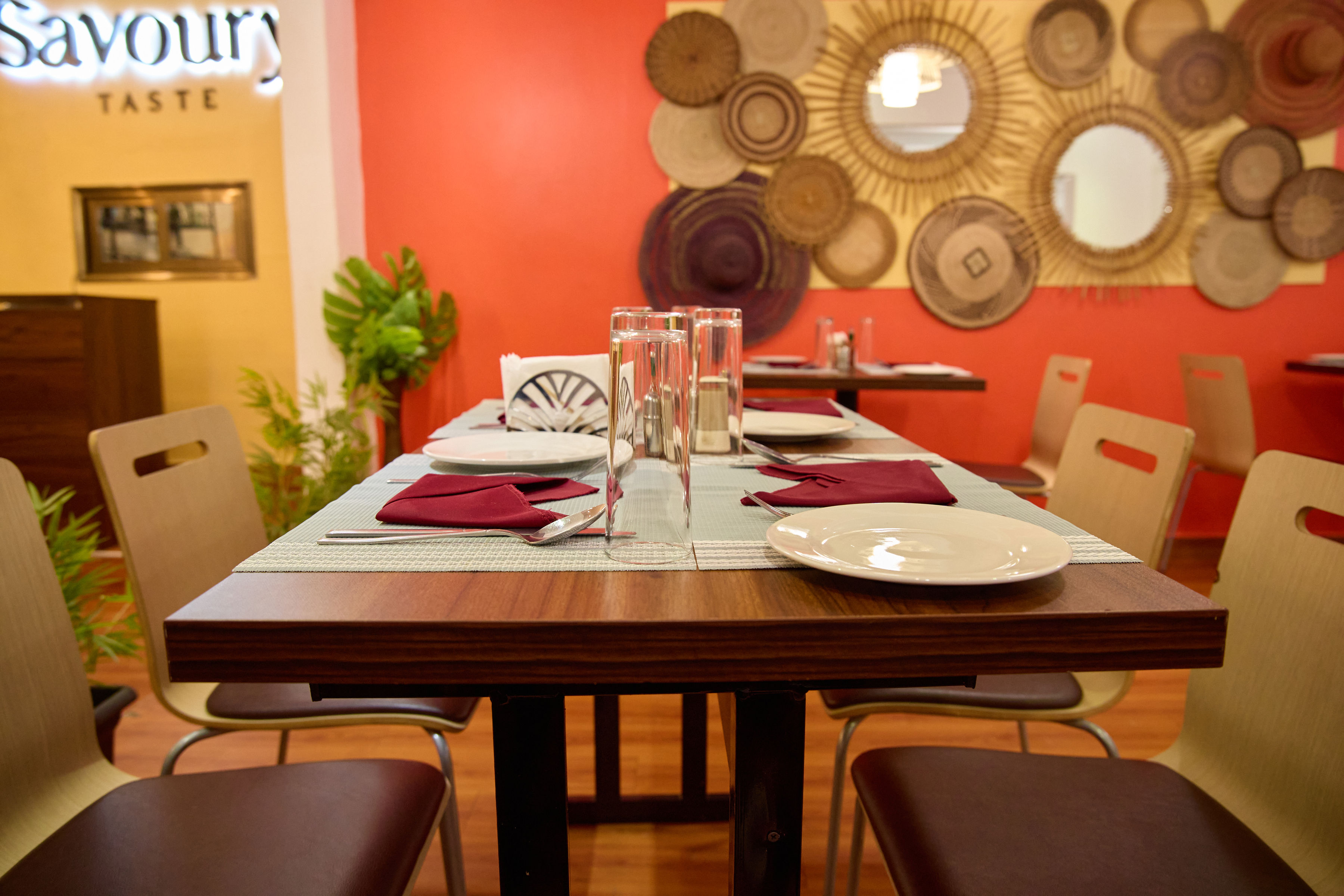Savoury Taste restaurant interior showcasing authentic Ghanaian cuisine dining experience